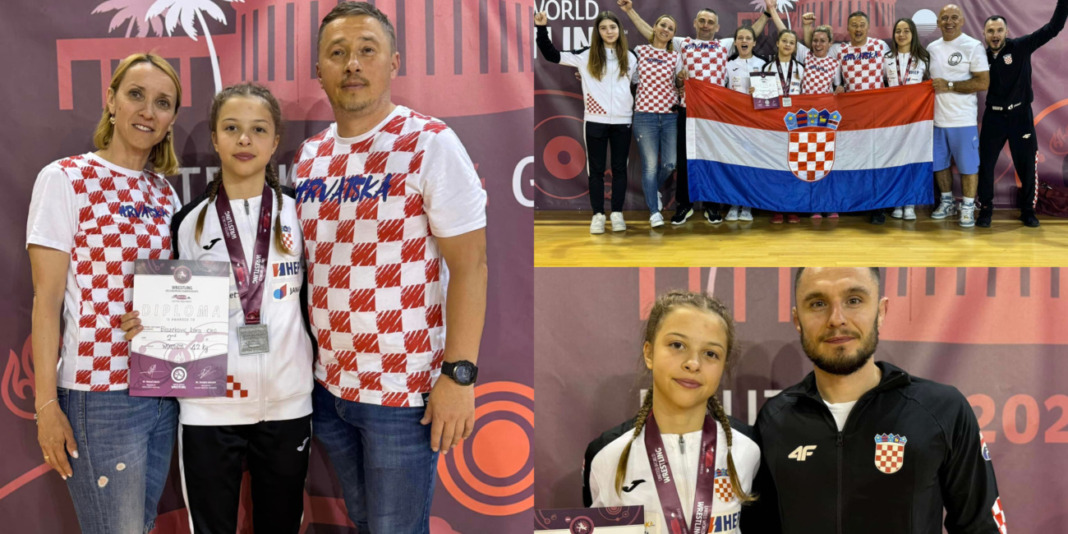 Lara Blažeković s roditeljima, kolegicama iz reprezentacije i trenerom Ivanom Lončarićem