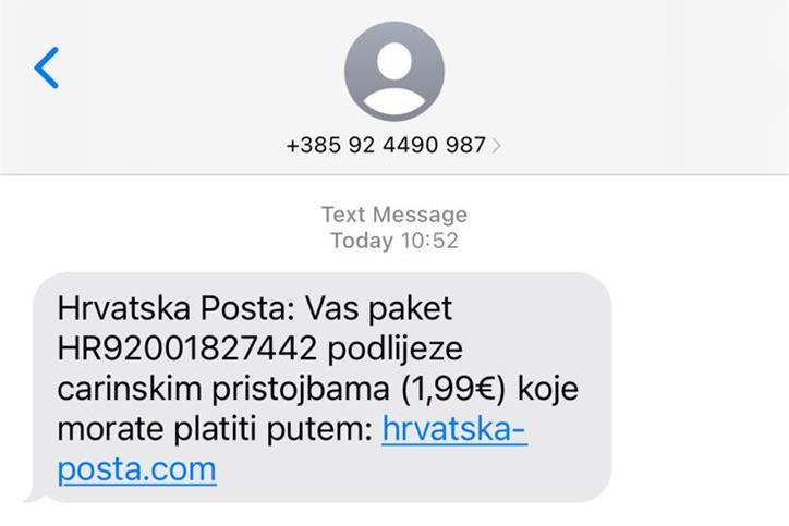 Primjer lažne poruke